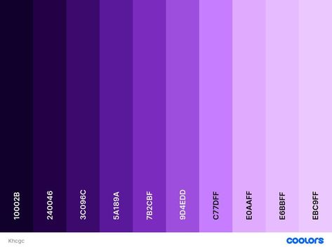 Procreate Gradient Color Palette, Purple Color Palate, Purple Palette Colour Schemes, Color Palettes Purple, Palette Viola, Violet Color Palette, Color Names Chart, Purple Color Code, 블로그 디자인