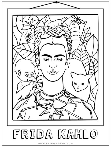 Frida Kahlo Art for Kid: Projects, Printables, and Biographies Art Andy Warhol, Frida Kahlo Paintings, Kahlo Paintings, Frida Art, Flag Coloring Pages, Frida Kahlo Art, Powerful Art, Hispanic Heritage Month, Hispanic Heritage