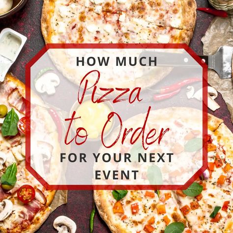 In this article, we give you tips on how to order the right amount of pizza for your parties and gatherings to avoid insufficient or excess amount of food. Pizza Party Menu, Pizza Party Rehearsal Dinner, Pizza Party Food, Pizza Dinner Party, Pizza Party Decorations, Team Meal, Pizza Dinner, Baby Shower Drinks, Order Pizza