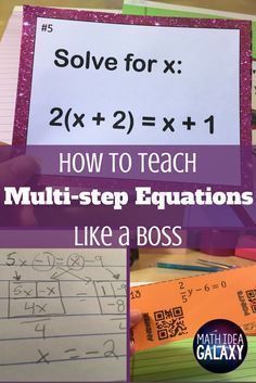 Solving Multi Step Equations, Multi Step Equations, Maths Activities Middle School, Middle School Math Teacher, Teaching Algebra, Algebra Activities, Middle School Math Classroom, Co Teaching, Math Centers Middle School