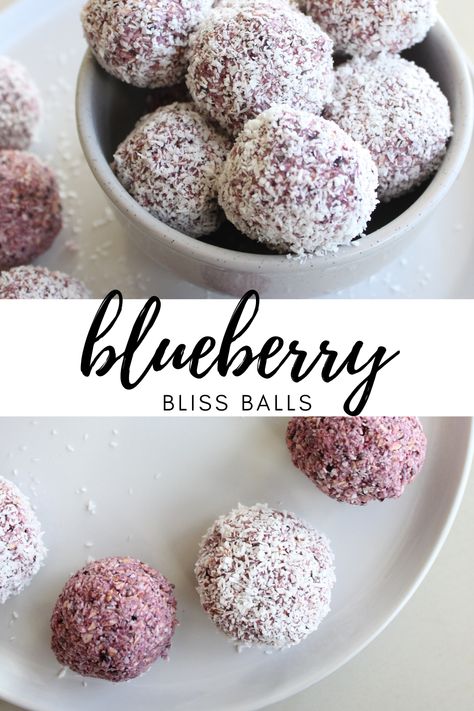 Vegan Bliss Balls Healthy, Easy Bliss Balls, Gluten Free Bliss Balls, Blueberry Bliss Balls, Fruit Balls Recipe, Berry Bliss Balls, Christmas Bliss Balls, Frooze Balls Recipe, Blueberry Balls