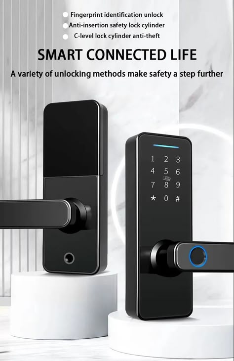 Home Security Lock High-quality Aluminum Alloy Fingerprint Recognition Digital Door Lock Iot Security, Keyless Entry Door Locks, Fingerprint Door Lock, Entry Door Locks, Digital Door Lock, Security Lock, Smart Door Locks, Smart Door, Emergency Power