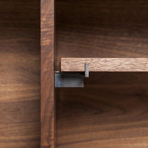 Shelf Detail Design, Shelf Joinery Detail, Japanese Media Console, 78" Media Console, Coffee Booth, Suspended Shelves, Millwork Details, Joinery Design, Wood Joints