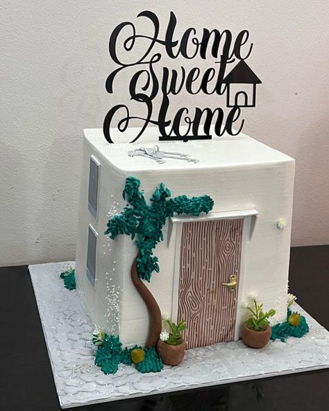 Home Cake, House Blessing Cake Design, House Warming Cakes Designs, House Warming Cake Design, New Home Cake Designs, Inauguration Cake, House Warming Cake, Housewarming Cake Ideas, Black And Gold Birthday Cake