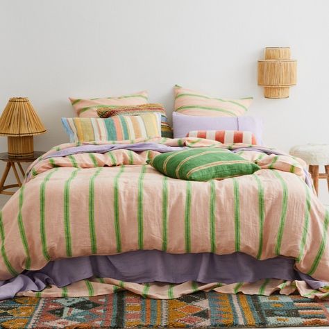 Kip&Co (@kipandco) • Instagram photos and videos Bedding Style, Velvet Bedding, Striped Bedding, Peony Pink, Velvet Quilt, Velvet Bed, Linen Quilt, Linen Duvet Covers, Linen Duvet