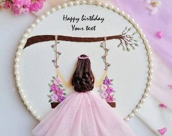 Handmade Hoop Art-Wedding Anniversary Hoop-Handmade Embroidery Gift-Best Wedding Gift-Birthday Gift- Embroidery Hoop For Best Friend, Birthday Embroidery Hoop Pattern, Hoop Art Embroidery Birthday, Happy Birthday Embroidery Designs, Embroidery Birthday Gift Ideas, Birthday Hoop Art, Embroidery Hoop Art Birthday, Happy Birthday Embroidery Hoop, Birthday Embroidery Hoop