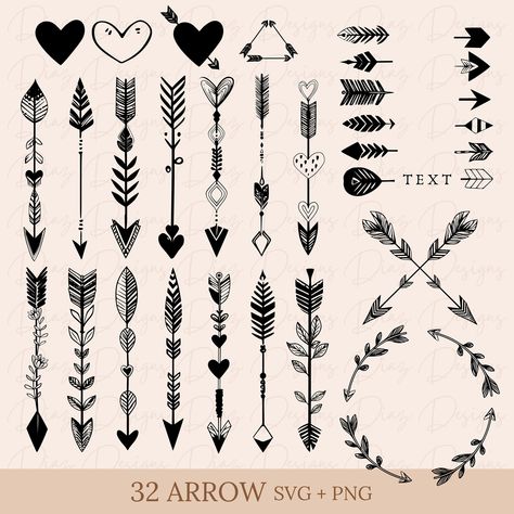 Arrow Silhouette, Indian Feather Tattoos, Arrow Png, Arrow Designs, Arrow Vector, Arrow Clipart, Arrow Heart, Boho Arrow, Arrow Svg