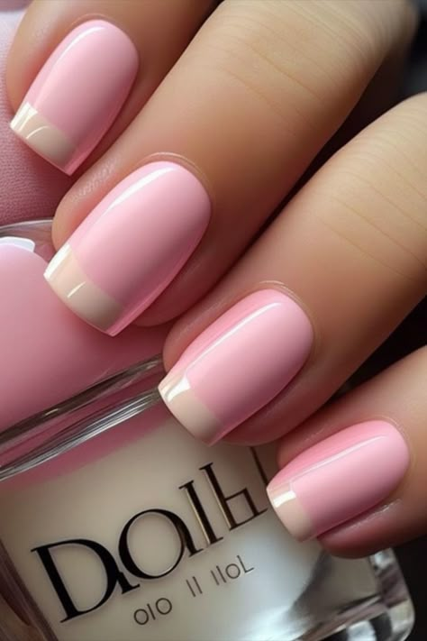 Get Summer-Ready with These Pink French Tip Nails Pink Matte French Nails, French Tips Pink Nails, French Nails With Pink Base, Spring Sns Nails 2024, French Sns Nails, Pink Nails With White Tips, Pink French Manicure Nails, Pink On Pink French Nails, Light Pink French Tip