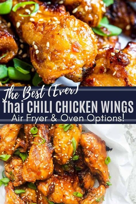 Sriracha Chicken Wings Air Fryer, Sweet Chili Wings Air Fryer, Wing Flavors Sauces, Chicken Wings Air Fryer, Chili Chicken Wings, Sriracha Ranch, Sweet Chili Chicken Wings, Wings Air Fryer, Sweet Chili Wings