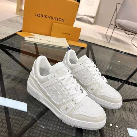 Lv Sneakers, White Louis Vuitton, Fashion Shoes Heels, Lv Shoes, Cute Nike Shoes, Shoe Inspo, Girly Shoes, Cute Nikes, Swag Shoes