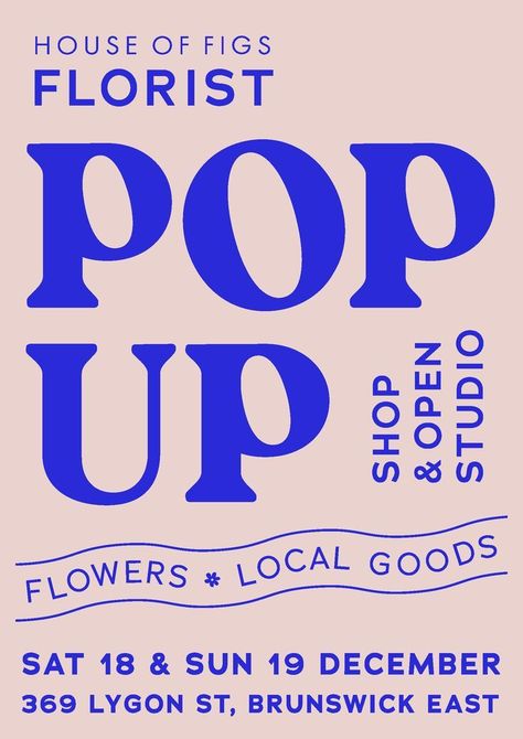 Event Pop Up Design, Pop Up Shop Poster Design, Popup Poster Design, Florist Poster Design, Minimal Event Poster, Cute Event Poster, Open Studio Poster, Pop Up Event Flyer, Pink And Blue Graphic Design