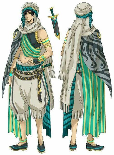 Sosuke Yamazaki Arabic Outfits, Magi Oc, Arabic Outfit, Desert Outfit, Arabic Clothing, Splash Free, Character Design Male, Fantasy Clothing, Character Outfits