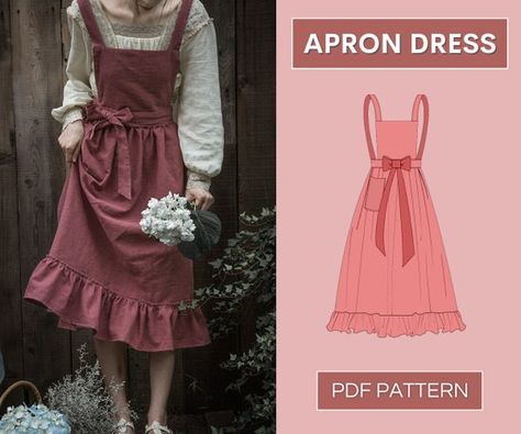 Apron Dress Pattern, Pinafore Sewing Pattern, Pinafore Dress Pattern, Pinafore Pattern, Cottage Dress, Homestead Life, Illustrated Instructions, Apron Pattern, Apron Sewing Pattern