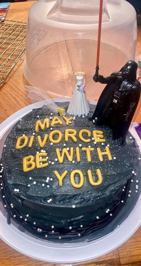 Star Wars divorce cake I made for a coworker Divorce Cakes For Him, Funny Divorce Cakes, Happy Divorce Cake, Divorce Cupcakes, Divorce Cakes For Women Funny, Divorce Cake For Men, Divorce Party Ideas For Men, Divorce Cake Ideas, Divorce Party Ideas Decoration