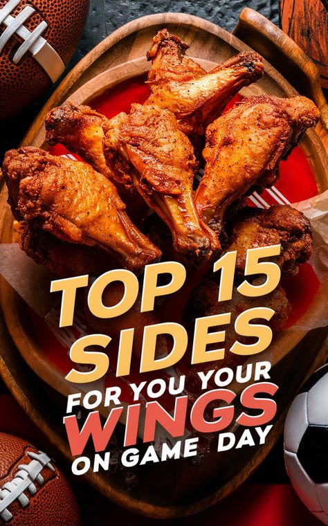 🏈🍗 Elevate your game day spread with these mouthwatering side dishes for wings! #GameDayEats #WingWednesday Hot Wing Side Dishes, Gameday Sides, Sides For Buffalo Wings, Side Dish With Wings, Sides For Hot Wings, Side Dishes For Wings Dinners, What To Eat With Wings, Game Day Side Dishes, Wing Sides Dishes