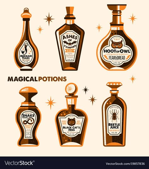 Potions Illustration, Halloween Potion Bottles Drawing, Potion Bottles Drawing, Potion Bottle Art, Potion Bottle Design, Poison Bottle Illustration, Potion Illustration, Potion Bottles Illustration, Potion Bottle Illustration