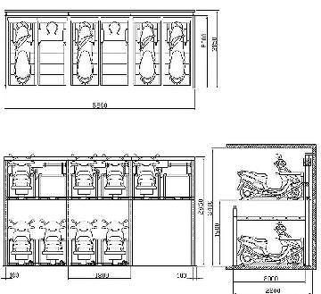 Two-tier parking system Motorcycles Motorcycle Parking Dimension, Motorcycle Parking Design, Space Motorcycle, Scooter Parking, Parking Plan, Motorcycle Parking, Parking Space, Parking Design, Motorcycle Design