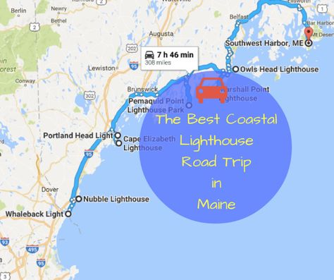 The Lighthouse Road Trip On The Maine Coast That's Dreamily Beautiful Lighthouse Road Trip, Maine Road Trip, Travel Maine, Maine Trip, New England Trip, Maine Lighthouses, England Road Trip, New England Road Trip, East Coast Travel