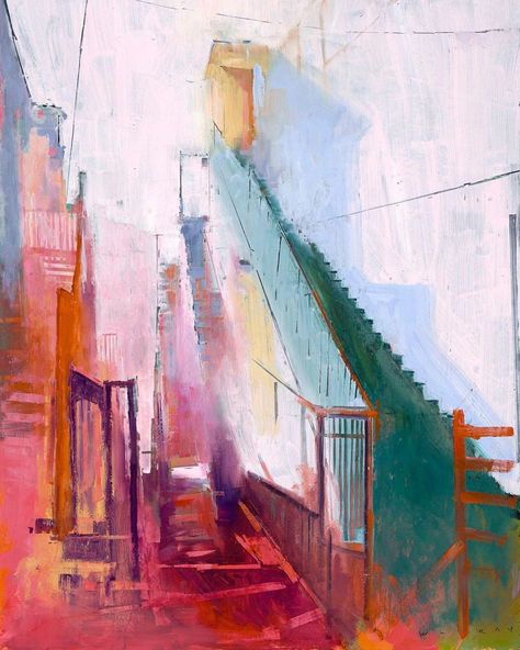 William Wray on Instagram: “been posting a ton of art old and new. Hope your not tired of the latest experiment.  Stairs 32x24” William Wray, Urban Painting, Gcse Art Sketchbook, Building Painting, Gcse Art, Art Old, New Hope, Art Oil, Urban Art