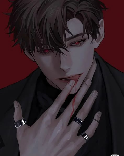 ♡Pictures Fanart♡ on Instagram: “Follow me @anime_boy1ly Cr? #illustration #fanart #weibo #artworks #talent #painting #drawing #redeyes #blood” 19 Days Anime, Male Yandere, 19 Days Characters, 얼굴 드로잉, Yandere Boy, Anime Boy Sketch, Vampire Boy, Vampire Art, Dark Anime Guys