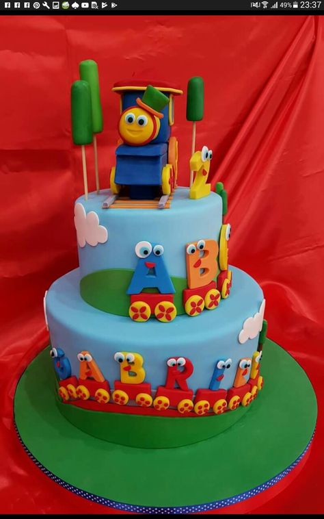 bolo Bob The Train Cake, Bob The Train, Alphabet Party, Train Birthday Cake, Cake Designs For Kids, Abc Party, Train Cake, 4th Birthday Cakes, 60th Birthday Cakes