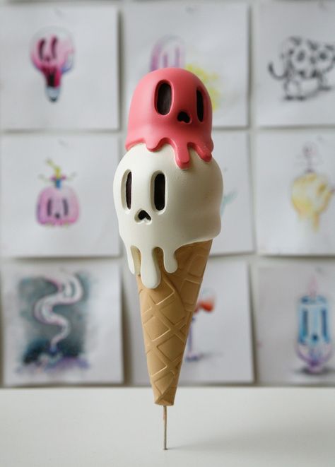 Super Sculpey Ideas, Ice Cream Toy, 3d Karakter, Super Sculpey, Vinyl Art Toys, Art Toys Design, Toy Sculpture, Toys Design, Tanah Liat