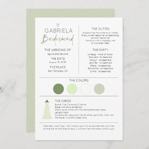 Bridesmaid Information and Proposal Card Template for $2.79 - Bridesmaid Card Bridesmaid Information Card, Bridesmaids Proposal, Bridesmaid Duties, Bridesmaid Invitation, General Ideas, Be My Bridesmaid Cards, Information Card, Bridesmaid Cards, Will You Be My Bridesmaid