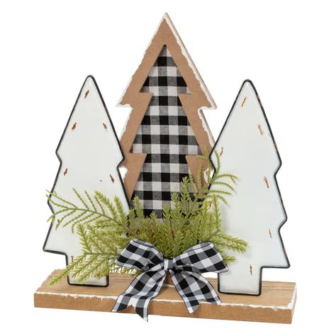 Gerson International 12-in Christmas Decor in the Christmas Decor department at Lowes.com Christmas Tree Idea, Painted Trees, Christmas Shelf, Buffalo Plaid Decor, Winter Greenery, Buffalo Check Christmas, Holiday Trees, Plaid Decor, Christmas Tabletop