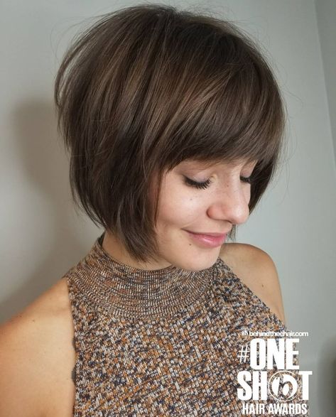 Brunette Bob With Full Bangs Long Faces With Bangs, Choppy Bob Haircuts With Bangs, Classic Bob With Bangs, Face Framing Bob With Bangs, Choppy Bobs With Bangs, Full Bangs Short Hair, A Line Bob With Bangs, Fringe Bob Haircut, Short Brown Bob