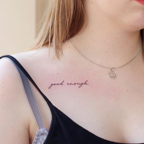 vane_tattoo_ Good enough 💫 I Am Good Enough Tattoo, Good Enough Tattoo, Tattoo Pols, Sister Tats, Side Hip Tattoos, Enough Tattoo, Sister Tat, Forearm Tattoo Quotes, Body Quotes