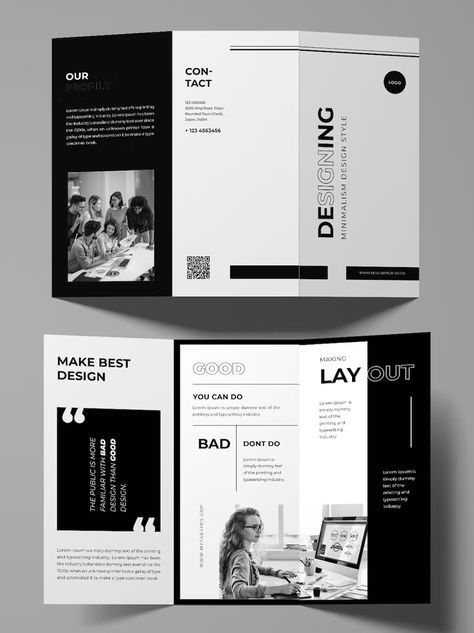 Cool Brochure Design, Minimalistic Brochure Design, Indesign Brochure, Graphic Designer Brochure, Unique Flyer Design, Minimalist Brochure, Broucher Design Aesthetic, Brochure Design Minimalist, A4 Brochure Design Layout