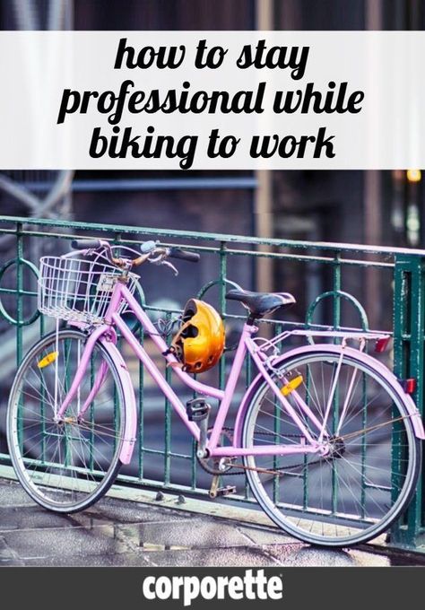 A reader wrote in wondering how to stay professional while biking to work -- she worried that by keeping her business casual clothes at the office (and biking to work in leggings and sneakers) and arriving with helmet hair and no makeup, it was creating an unprofessional impression when she arrived at her law office. Great discussion with the readers on the style of cycling -- and how to stay professional while biking to work. Bike To Work Outfit Woman, Cycling Outfits Women Casual, Commuter Fashion, Biking To Work, Business Casual Clothes, Bike Commuting, Work Hair, Women Bike, Helmet Hair