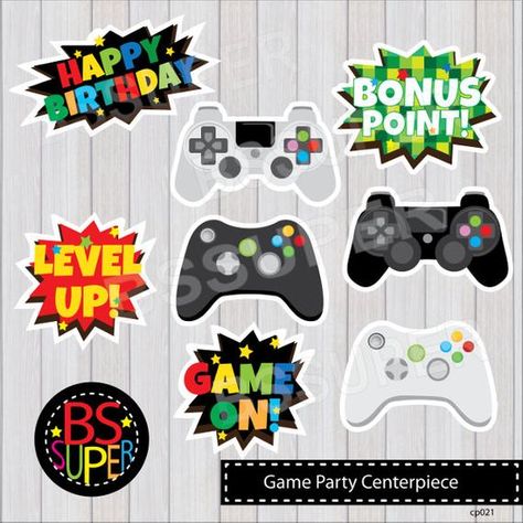 Video Game Party Cake, Xbox Party, Farm Animal Cakes, Party Wall Decor, Video Game Birthday, Video Games Birthday Party, Birthday Centerpiece, Video Game Party, Video Games Birthday