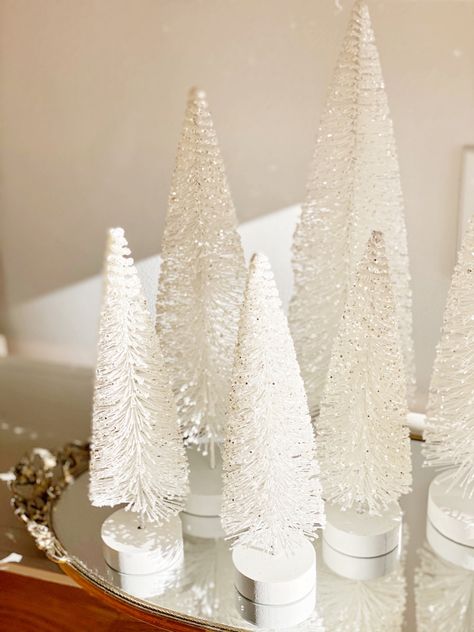 White Bottle Brush Trees, Sisal Tree, Tiny Christmas Trees, Decor Coffee Table, Christmas Art Projects, Bottle Brush Christmas Trees, Walmart Home, Coffee Table Decor, Brush Trees