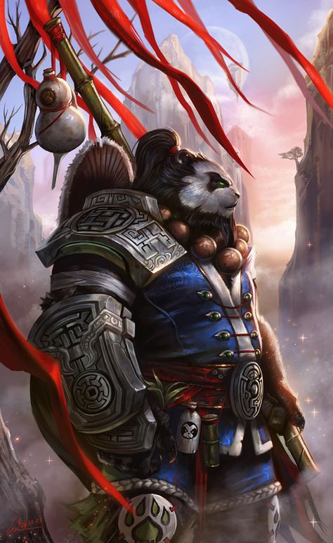 Pandaren by SiaKim Pandaren Monk, Warcraft Art, Wow Art, Arte Fantasy, Fantasy Warrior, World Of Warcraft, Fantasy Artwork, Larp, Fantasy World