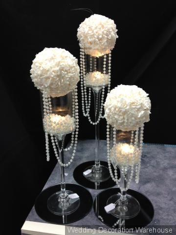 20s Christmas, Pearl Themed Party, Diamond Wedding Theme, Cylinder Centerpieces, Diamond Theme Party, Pearls Wedding Theme, Catering Decor, Hollywood Christmas, Pearl Bridal Shower