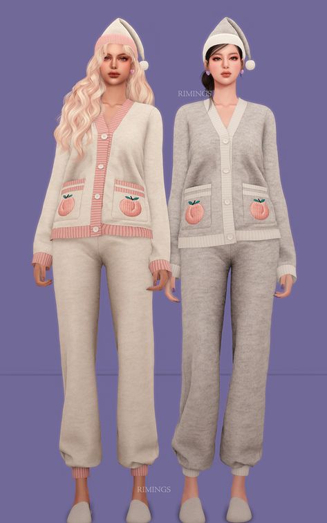 [RIMINGS] Peach Pocket Pajama & Pajama Hat | Patreon Sims 4 Cute Pajamas, Sims 4 Nightwear, Sims 4 Cc Clothes Pjs, Sims 4 Pyjamas Cc, Sims 4 Clothes Patreon, Sims 4 Sleepwear Cc, Sims 4 Pajamas Cc, Pajama Dress, Sims 4 Dresses