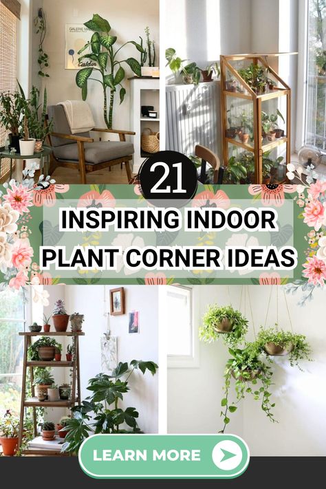 Indoor Plants Indoor Plant Corner, Plant Corner Ideas, Hanging Plant Ideas, Indoor Plants Decor Living Room, Plant Decor Living Room, Outdoor Design Ideas, Green Vibe, Indoor Plant Display, Mason Jar Herb Garden