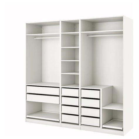 Ikea Inside Wardrobe, White Closet Ikea, Best Ikea Closet Systems, Ikea Wardrobe Storage Ideas, Ikea Closet Layout, Ikea Small Wardrobe, Bedroom Wardrobe Layout Ideas, Ikea Pax Layout, Ikea Closet Makeover