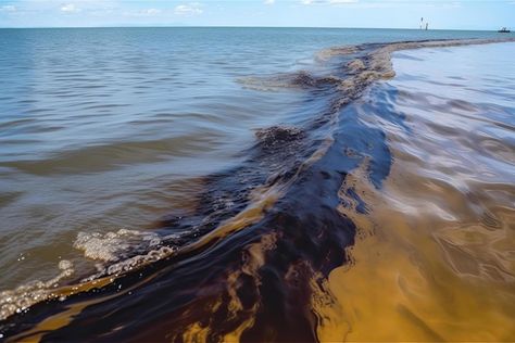 Oil leak from Ship , Oil spill pollution polluted water surface. water pollution as a result of human activities Oil Spill In Ocean, Polluted Water, Oil Pollution, Water Surface, Water Pollution, Oil Spill, Surface Water, Tree Saw, Human Activity