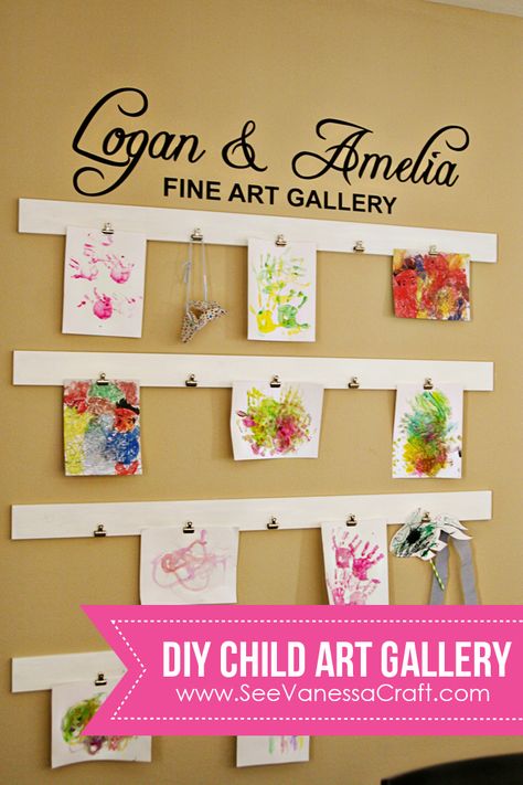 (diy tutorial) child art gallery wall Wall Of Art Kids, Pre K Art Wall Ideas, Childs Art Display Ideas, Art Wall Display Classroom, Look What I Made Wall, Craft Room Gallery Wall, Kids Art Work Display Ideas, Kids Art Wall Display, Art Wall For Kids