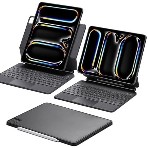 ESR iPad Pro 13 Inch Case with Keyboard (M4, 2024), iPad Pro 13 Keyboard Case with Easy-Set Magnetic Stand, Portrait/Raised Modes for iPad Pro 13 Keyboard, Removable Case, Rebound 360 Series, Black Ipod Pro, Black Keyboard, All Apple Products, Keyboard Case, Series Black, Apple Products, Ipad Pro, Ipod, Keyboard