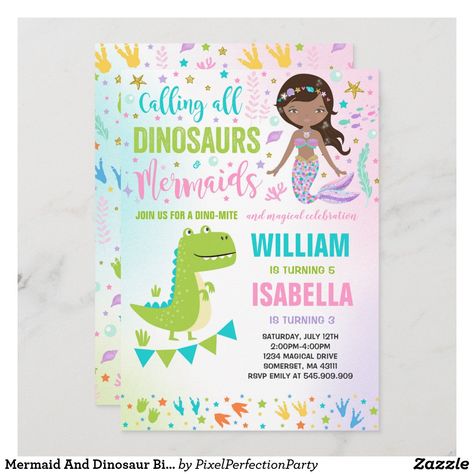 Dinosaur Invitations, Dinosaur Birthday Invitations, Magical Birthday, Unicorn Birthday Invitations, Mermaid Birthday Invitations, Twins Birthday, Party Boy, Birthday Party Invites, Twin Birthday