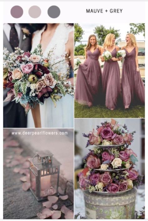 Mauve And Grey Wedding, Grey Wedding Decorations, Mauve Wedding Colors, Grey Wedding Decor, Grey Wedding Theme, Gray Wedding Colors, Purple Wedding Theme, Mauve Wedding, Gray Wedding