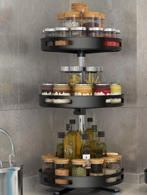 1pc Kitchen Storage Rack | SHEIN USA Spice Jar Storage, Rotating Spice Rack, Spice Holder, Desain Pantry, Seasoning Rack, Kitchen Spice Racks, Spice Rack Organiser, Restaurant Catering, Úložný Box