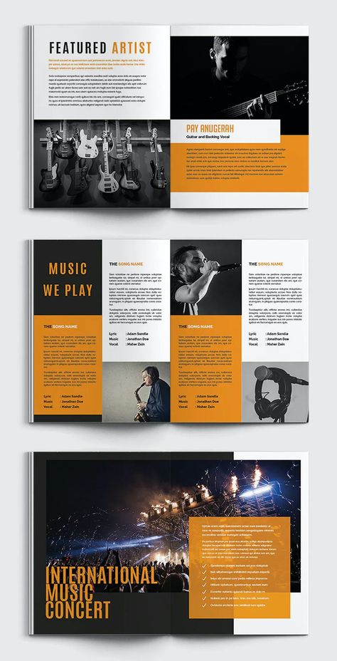 Music Booklet Design, Concert Program Design Layout, Music Brochure Design, Music Magazine Layout Design, Concert Program Design, Music Magazine Design, Music Magazine Layout, Magazine Layout Design Creative, Music Brochure