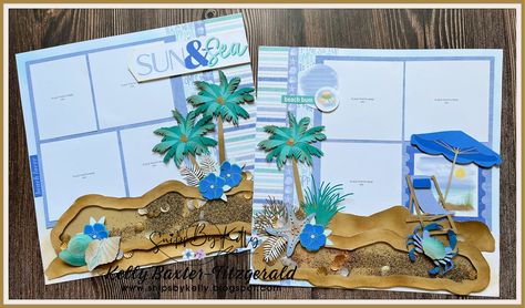 Ocean Scrapbook, Sea Scrapbook, Beach Scrapbook Layouts, Family Layout, Happy As A Clam, Gold Foil Paper, Foil Paper, Splish Splash, Sparkle And Shine