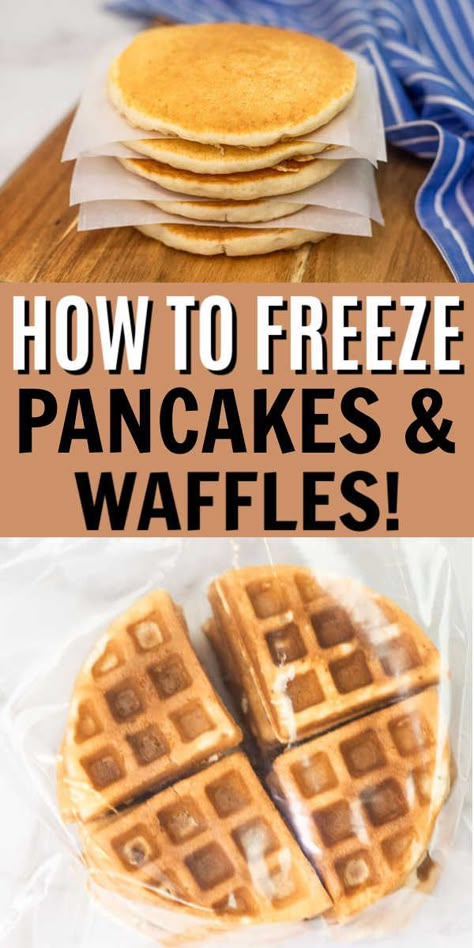 Save time and money when you learn how to freeze pancakes. You will love having these on hand for busy mornings. Make And Freeze Pancakes, Frozen Breakfast Prep, Freezing Pancakes How To, How To Freeze Waffles, Homemade Frozen Waffles, How To Freeze Pancakes, Homemade Frozen Pancakes, Pancake Freezer Recipe, Diy Frozen Waffles