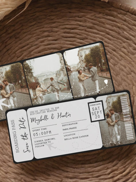 Save The Date Tickets, Ticket Save The Date, Sabe The Date, Airplane Ticket, Game Tickets, Plane Ticket, Modern Save The Dates, Date Invitation, Cruise Wedding