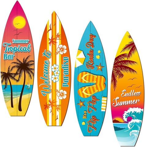 Amazon.com: Blulu 4 Pcs Tiki Surfboard Wall Hanging Sign Surfboard Beach Signs Tiki Totem Decoration Surfboard Wall Summer Theme Decor Hawaiian Luau Party Decoration for Aloha Tropical Birthday Party (Tiki) : Home & Kitchen Tiki Party Decorations, Hawaiian Surfboard, Hawaiian Luau Party Decorations, Surfboard Sign, Summer Wood Sign, Tropical Bar, Birthday Party Summer, Tropical Birthday Party, Luau Party Decorations